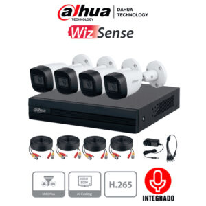 Kit de 4 Canales de 2 Megapixeles con Audio/ DVR Cooper-I WizSense/ Con IA/ H.265+/ 4 Camaras Metalicas con Microfono Integrado/ 4 Ch+ 1 IP o Hasta 5 Ch IP/ 4 Ch SMD Plus/ Busqueda Inteligente/ Accesorios Incluidos/